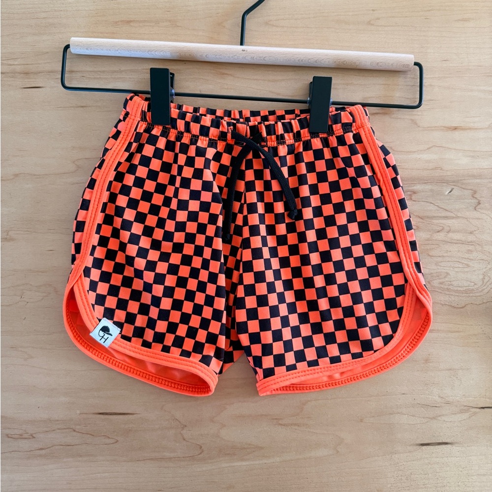 George Hats Neon Orange Track Swim Shorts 3/4